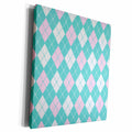 3dRose Argyle Pattern Pink and Aqua Blue - Museum Grade Canvas Wrap (cw_212470)
