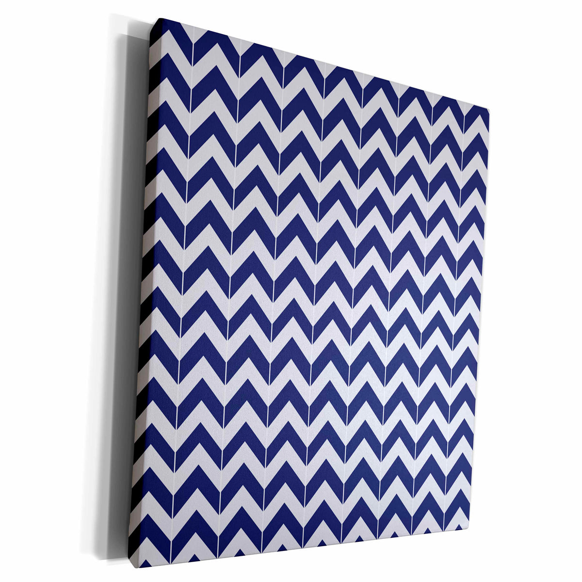 3dRose Navy Blue and White Chevron Herringbone - Museum Grade Canvas Wrap (cw_212474)