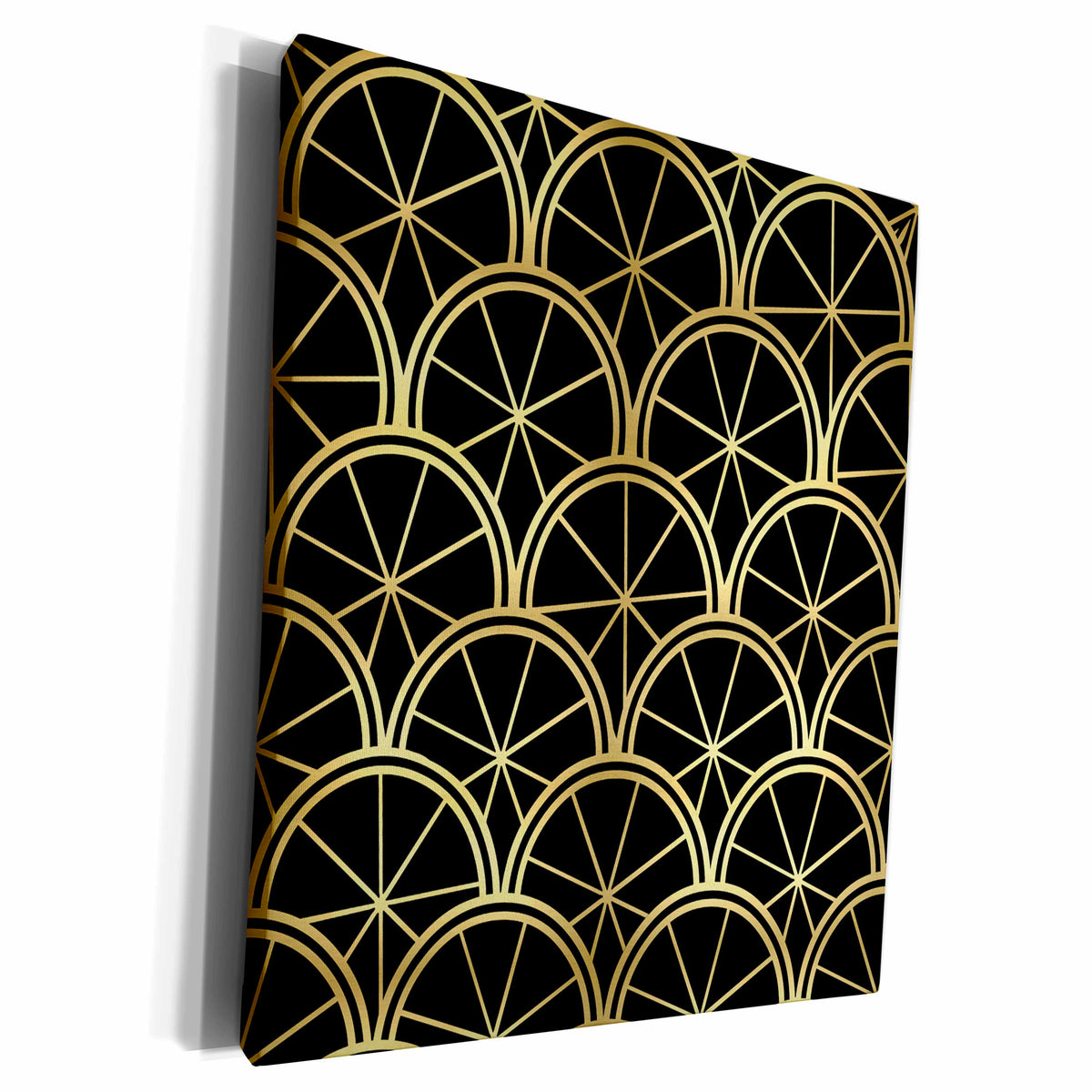 3dRose Art Deco Pattern Black and Gold - Museum Grade Canvas Wrap (cw_212491)