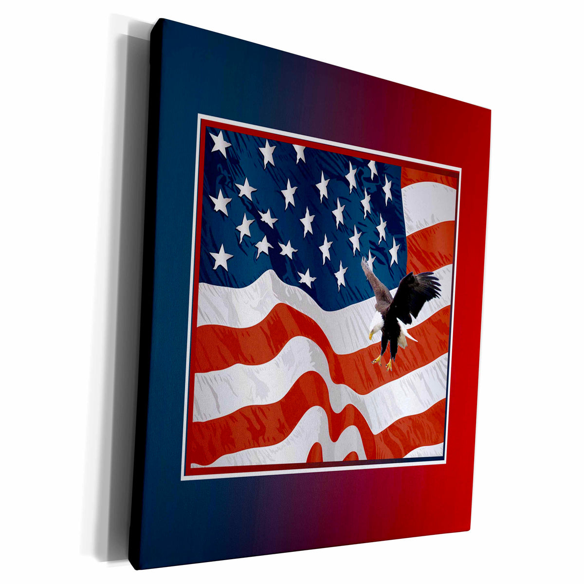3dRose Eagle Landing on U.S. Flag - Museum Grade Canvas Wrap (cw_212762)