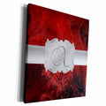3dRose Letter A, Lavish Red Leaf Print with Silver Frame - Museum Grade Canvas Wrap (cw_212791)