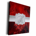 3dRose Letter K, Lavish Red Leaf Print with Silver Frame - Museum Grade Canvas Wrap (cw_212801)