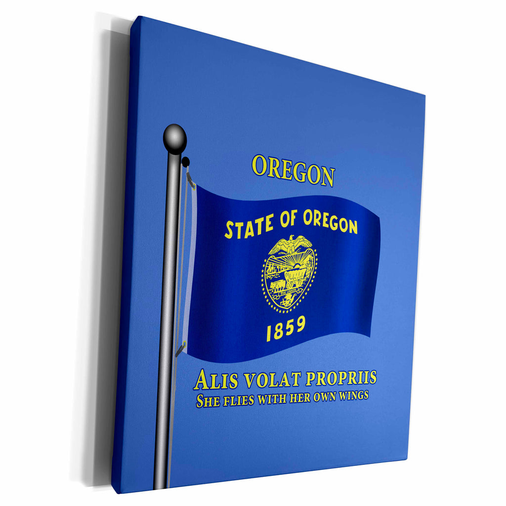 3dRose Waving flag of Oregon on flagpole with state motto - Museum Grade Canvas Wrap (cw_212836)