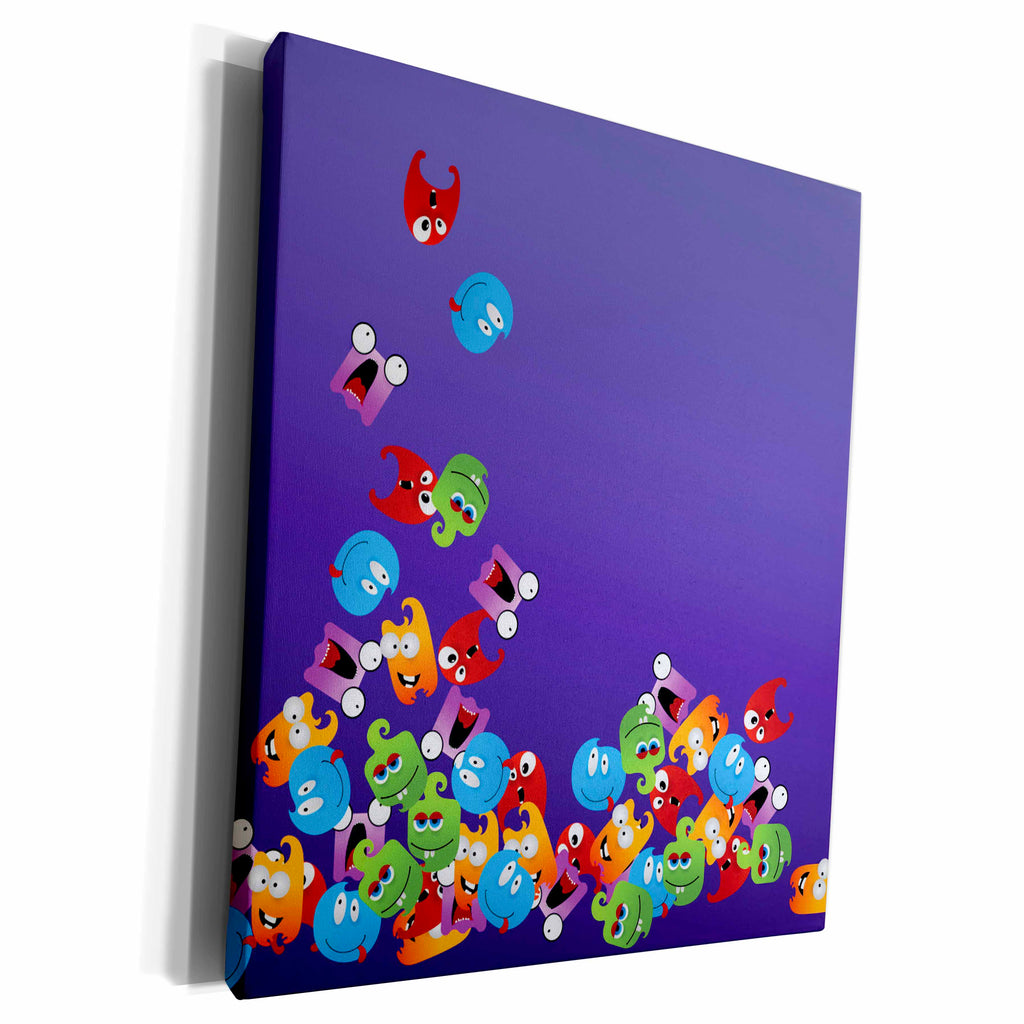 3dRose TNMGraphics Funny - Falling Monsters - Museum Grade Canvas Wrap (cw_212943)