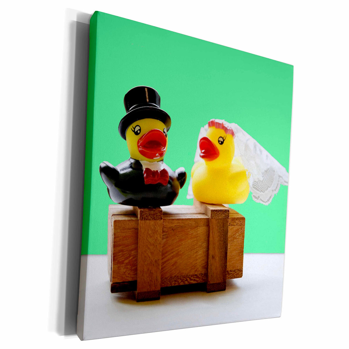 3dRose Yellow Ducky Wedding Couple - Museum Grade Canvas Wrap (cw_212988)