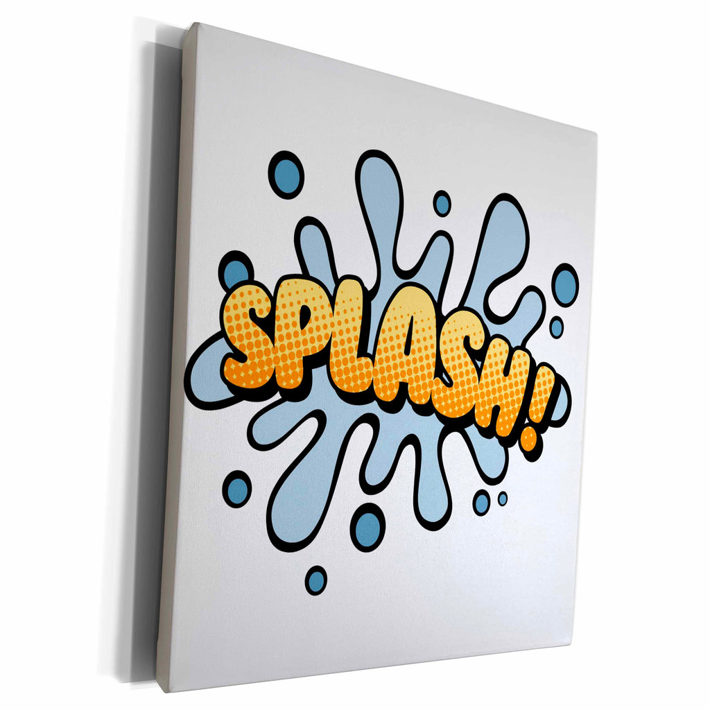 3dRose Splash Sound Effect In Yellow Lettering - Museum Grade Canvas Wrap (cw_213409)