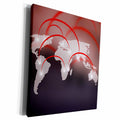 3dRose A Gray World Map With Red Arc Dot Points - Museum Grade Canvas Wrap (cw_213768)