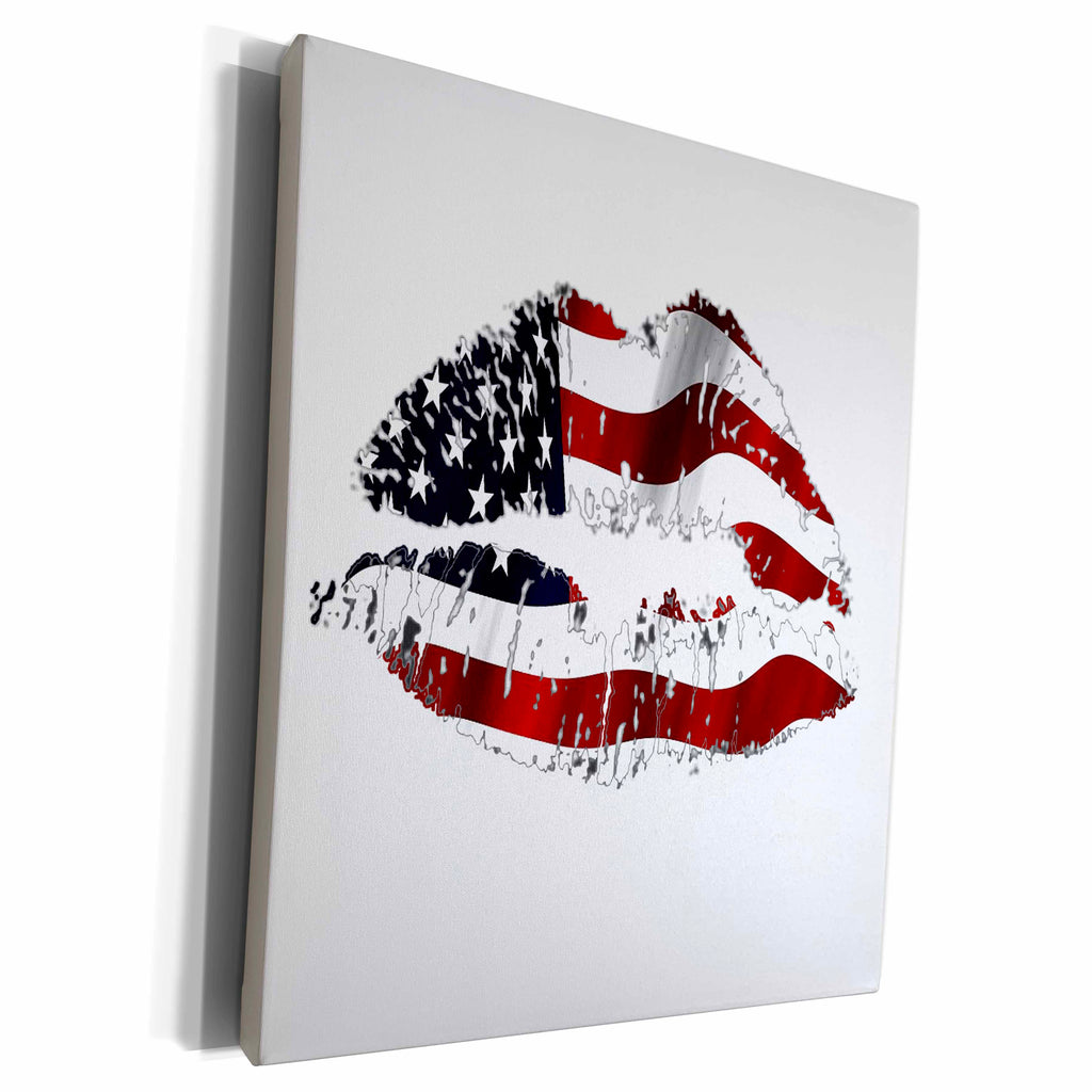 3dRose Lips With An American Flag Pattern - Museum Grade Canvas Wrap (cw_213950)
