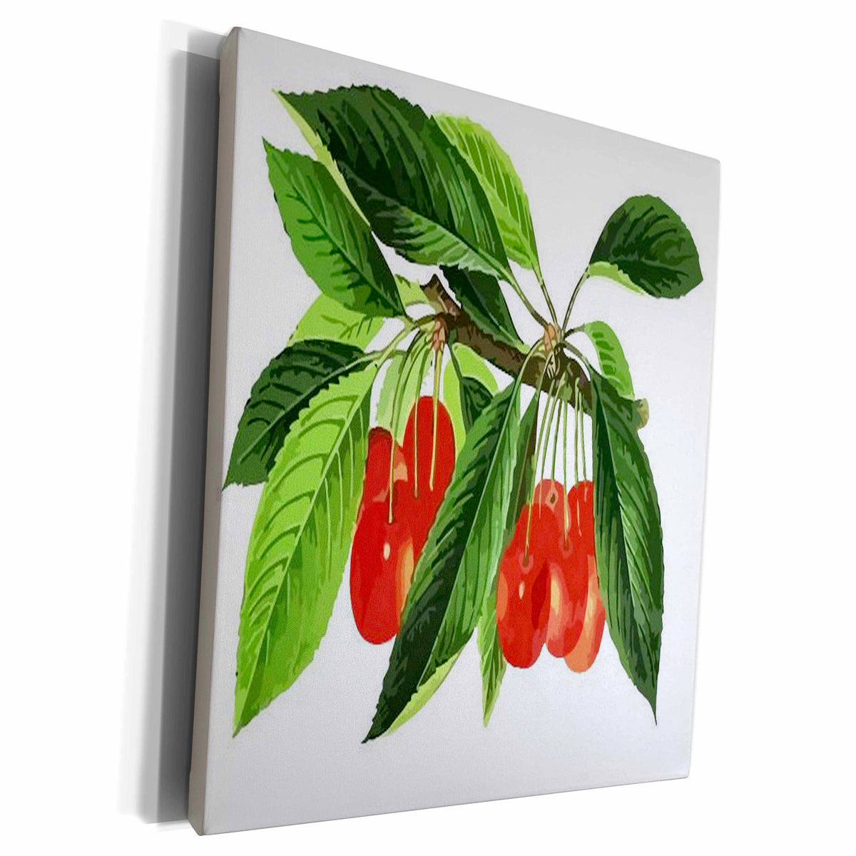 3dRose Red Cherries Vector on White Background - Museum Grade Canvas Wrap (cw_214121)