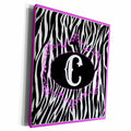 3dRose Monogram with C initial Zebra print with Hot Pink... - Museum Grade Canvas Wrap (cw_214146)