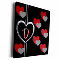 3dRose Modern Geometric Black Red Grey Hearts Pattern... - Museum Grade Canvas Wrap (cw_215195)