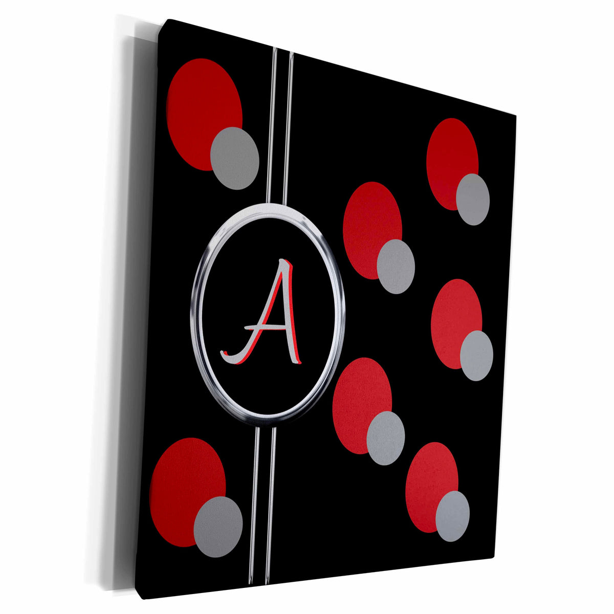 3dRose Modern Geometric Black Red Grey Circle Pattern... - Museum Grade Canvas Wrap (cw_215244)
