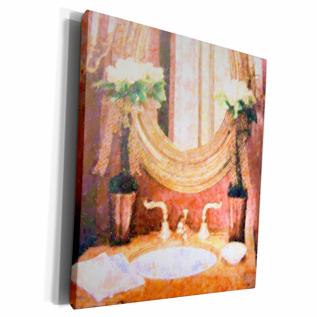 3dRose Florene Vintage - Romantic Bath - Museum Grade Canvas Wrap (cw_21554)