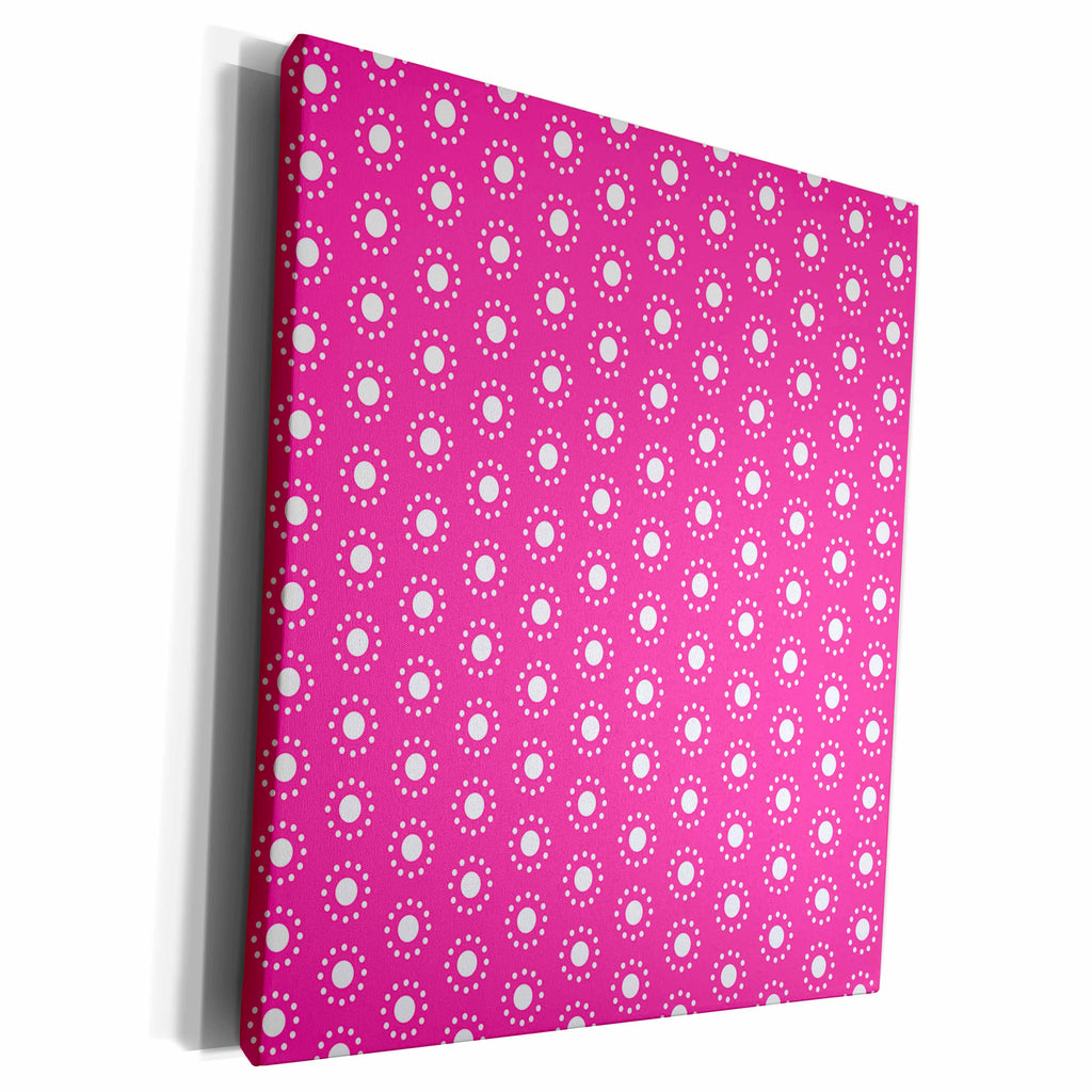 3dRose Pink and White Dotted Dots Pattern - Museum Grade Canvas Wrap (cw_215612)