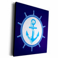 3dRose Nautical artwork, anchor, décor. White, blue and... - Museum Grade Canvas Wrap (cw_216257)