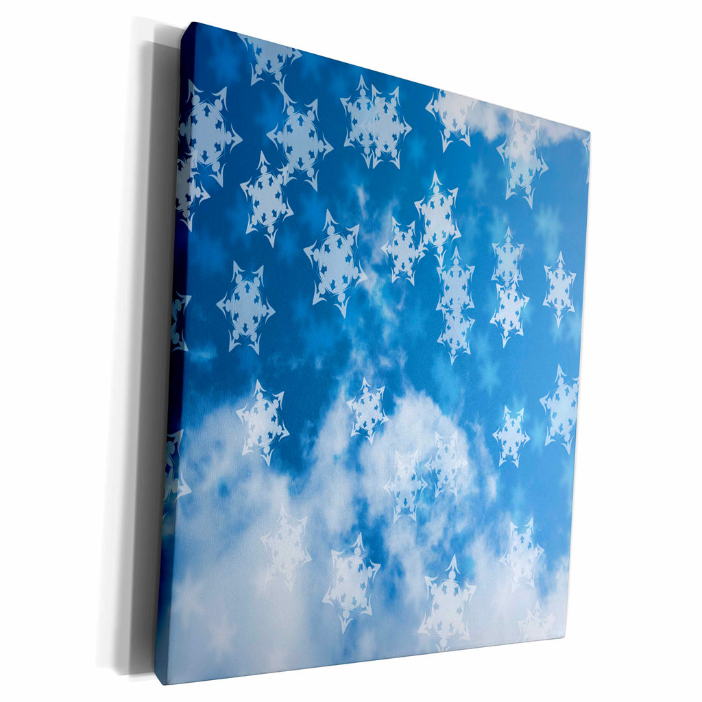 3dRose Falling Snow Patterns On A Cloudy Blue Sky - Museum Grade Canvas Wrap (cw_217017)