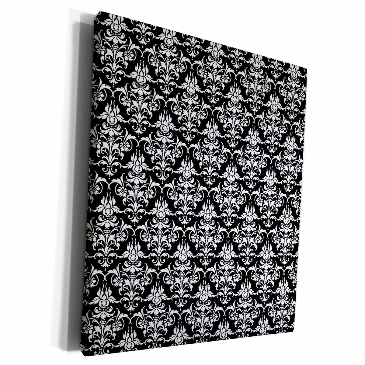 3dRose Chic Black and White Damask Pattern - Museum Grade Canvas Wrap (cw_219384)