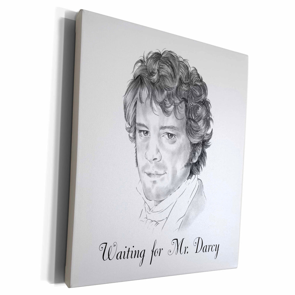 3dRose Waiting for Mr Darcy Pencil Illustration - Museum Grade Canvas Wrap (cw_220773)