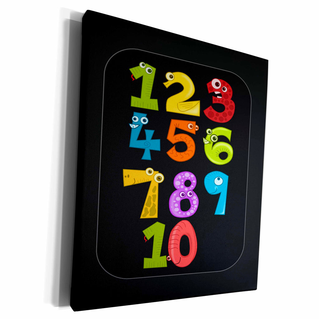 3dRose Print of Numbers 1 thru 10 on Black - Museum Grade Canvas Wrap (cw_221614)