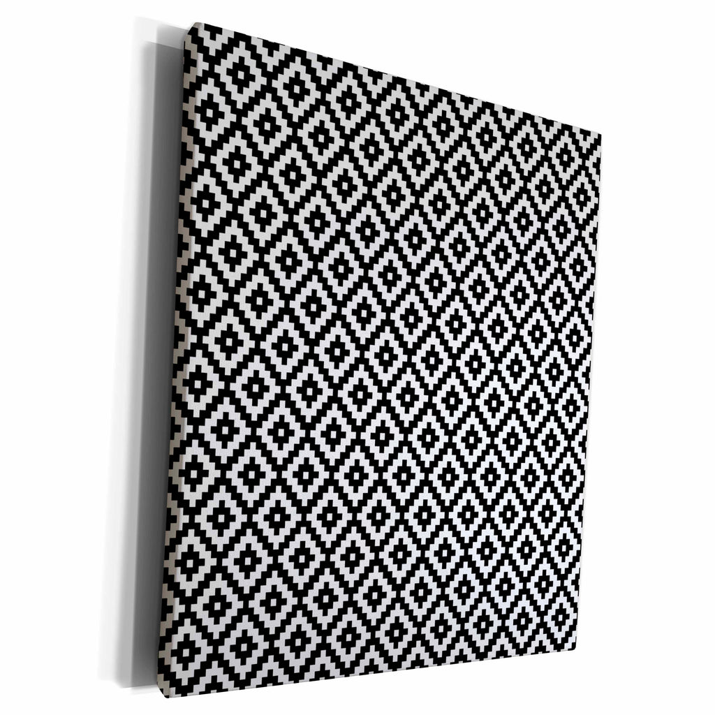 3dRose Black and White Aztec Pattern - Museum Grade Canvas Wrap (cw_222256)