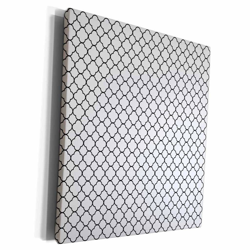 3dRose Black and White Quatrefoil Pattern - Museum Grade Canvas Wrap (cw_222262)