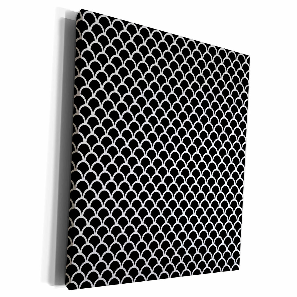 3dRose Black and White Simple Scallops Pattern - Museum Grade Canvas Wrap (cw_222267)