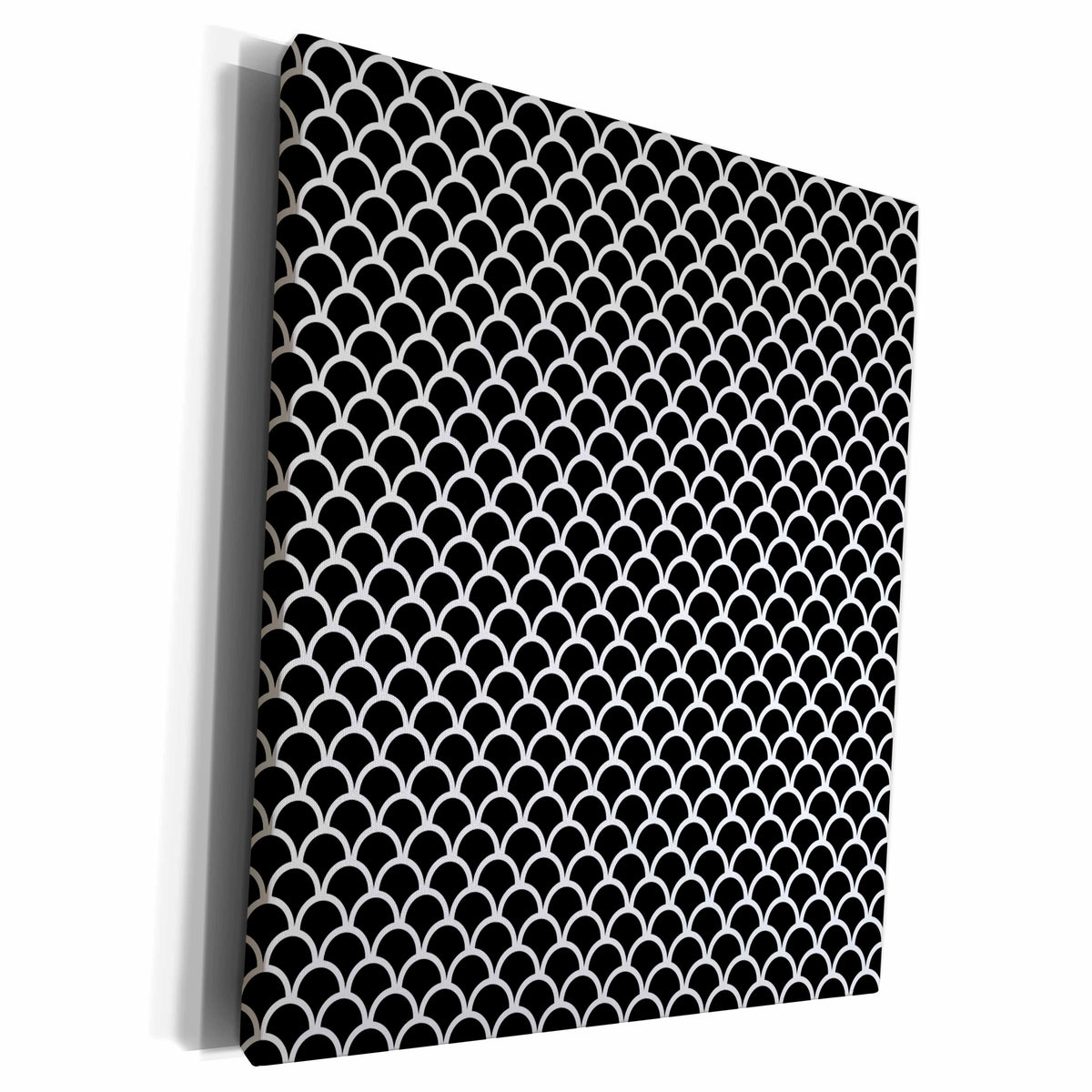 3dRose Black and White Simple Scallops Pattern - Museum Grade Canvas Wrap (cw_222267)