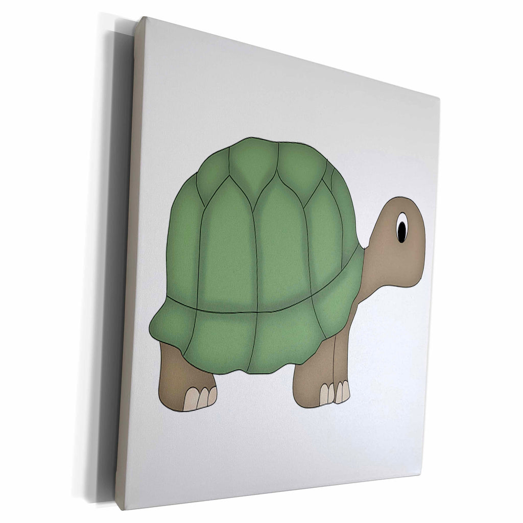 3dRose Cute Green Turtle Illustration - Museum Grade Canvas Wrap (cw_222521)