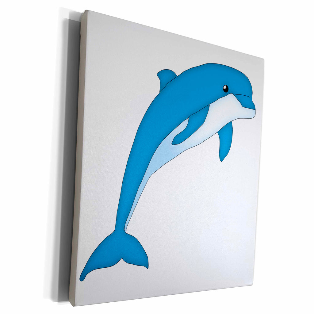 3dRose Cute Blue Dolphin Illustration - Museum Grade Canvas Wrap (cw_222526)