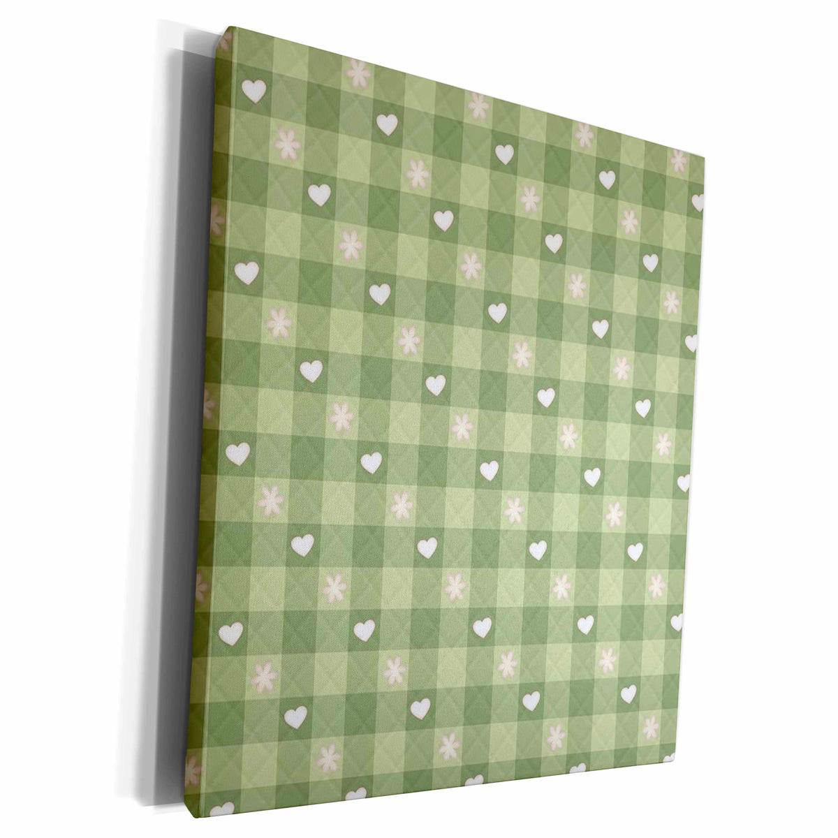 3dRose Cute White Hearts Against A Quilted Effect Squares... - Museum Grade Canvas Wrap (cw_222553)