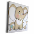 3dRose Cute Beige and White Baby Elephant With A Bottle and... - Museum Grade Canvas Wrap (cw_222569)