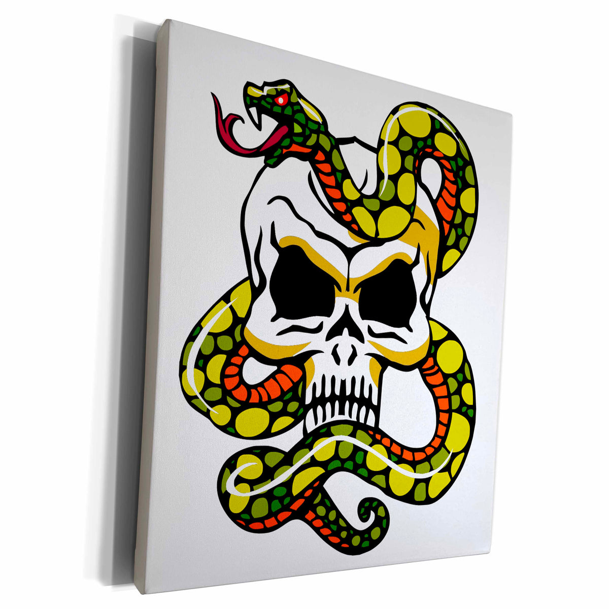3dRose Skull with Snake Tattoo Design - Museum Grade Canvas Wrap (cw_223264)