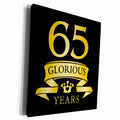 3dRose 65th Birthday, Anniversary, Retirement Design in gold... - Museum Grade Canvas Wrap (cw_223315)