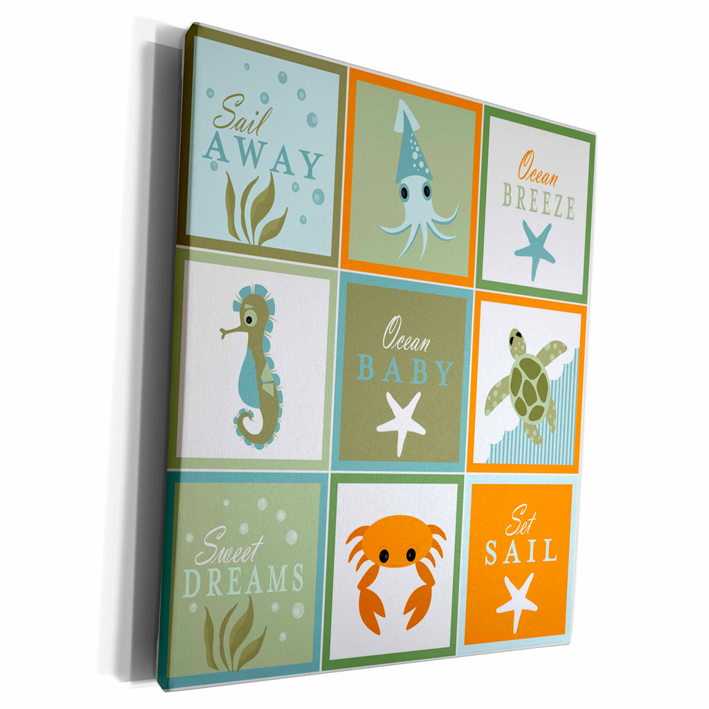 3dRose Ocean Baby Patchwork - Museum Grade Canvas Wrap (cw_223348)