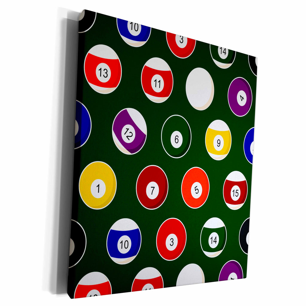 3dRose Green Pool Ball Billiards Pattern - Museum Grade Canvas Wrap (cw_223349)
