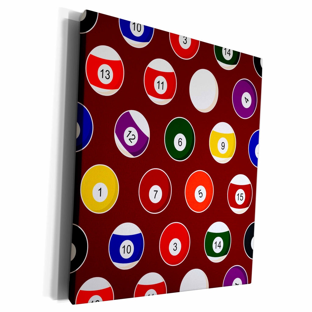 3dRose Burgundy Pool Ball Billiards Pattern - Museum Grade Canvas Wrap (cw_223350)