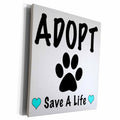 3dRose EvaDane - Quotes - Adopt Save A Life Aqua - Museum Grade Canvas Wrap (cw_223721)