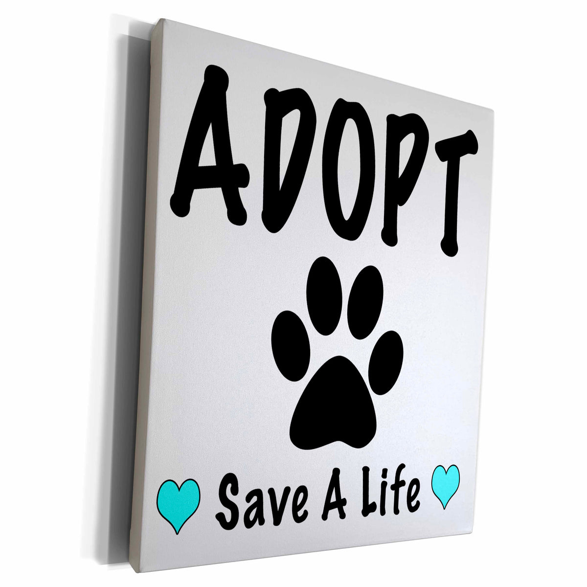 3dRose EvaDane - Quotes - Adopt Save A Life Aqua - Museum Grade Canvas Wrap (cw_223721)