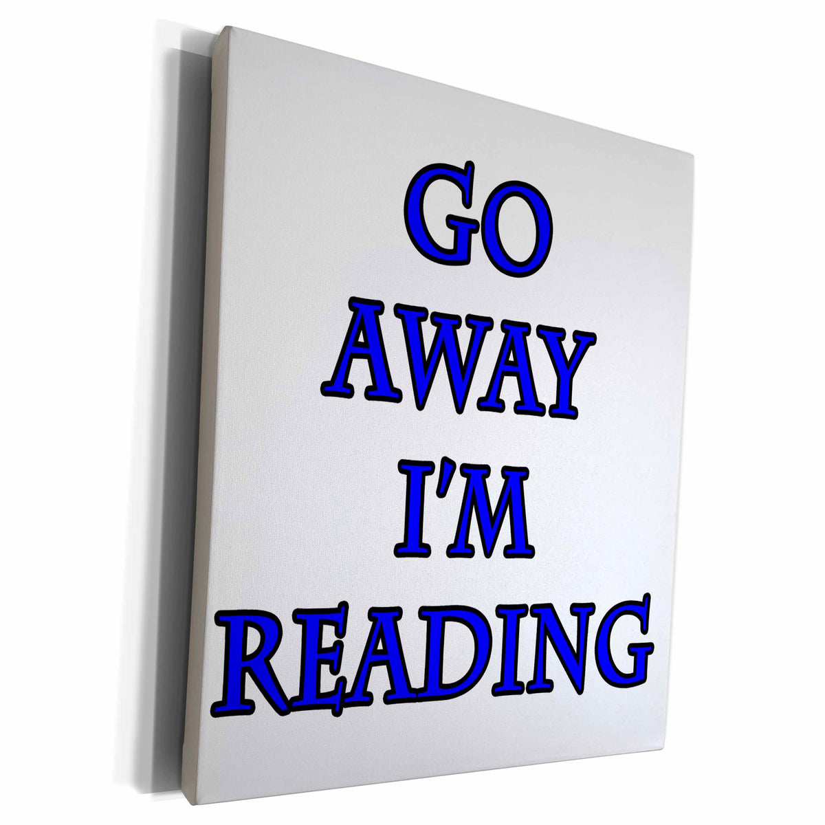 3dRose EvaDane - Quotes - Go Away Im Reading Blue - Museum Grade Canvas Wrap (cw_223979)
