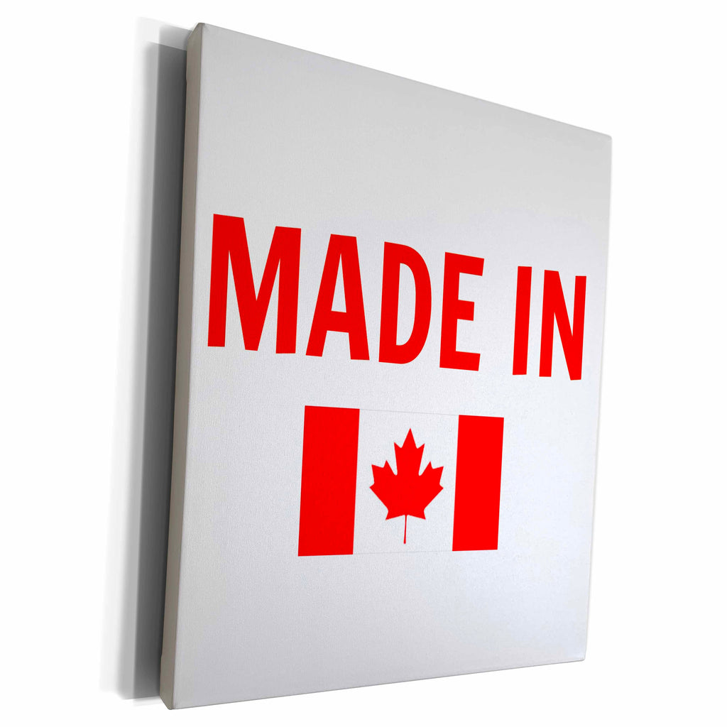 3dRose Made in Canada, red lettering with picture of... - Museum Grade Canvas Wrap (cw_224357)