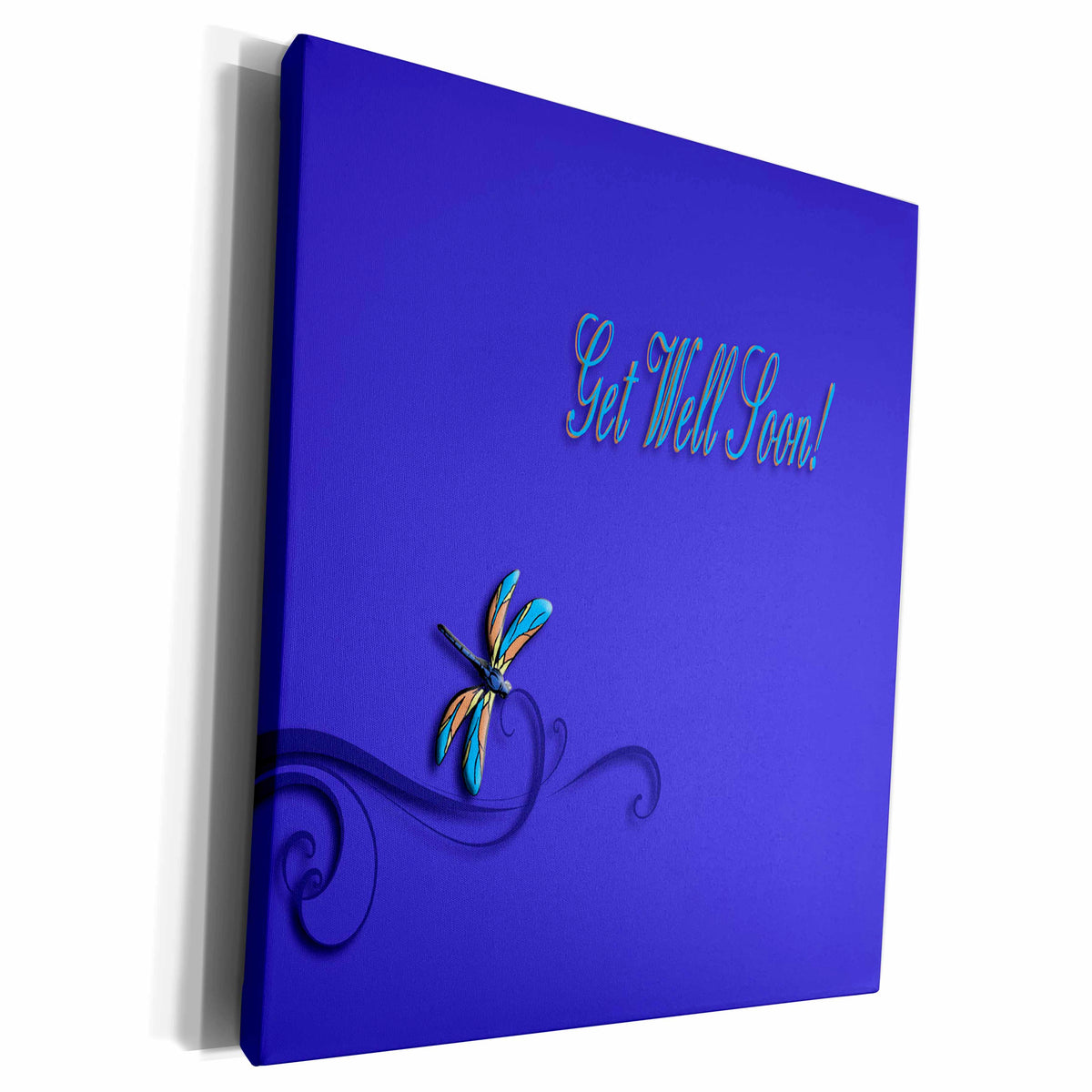 3dRose Purple Elegant Dragonfly on Vine Get Well - Museum Grade Canvas Wrap (cw_22486)
