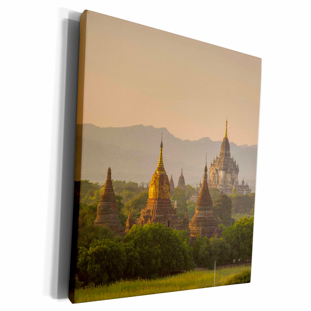 3dRose Myanmar. Bagan. Temples, sunset. - Museum Grade Canvas Wrap (cw_225392)