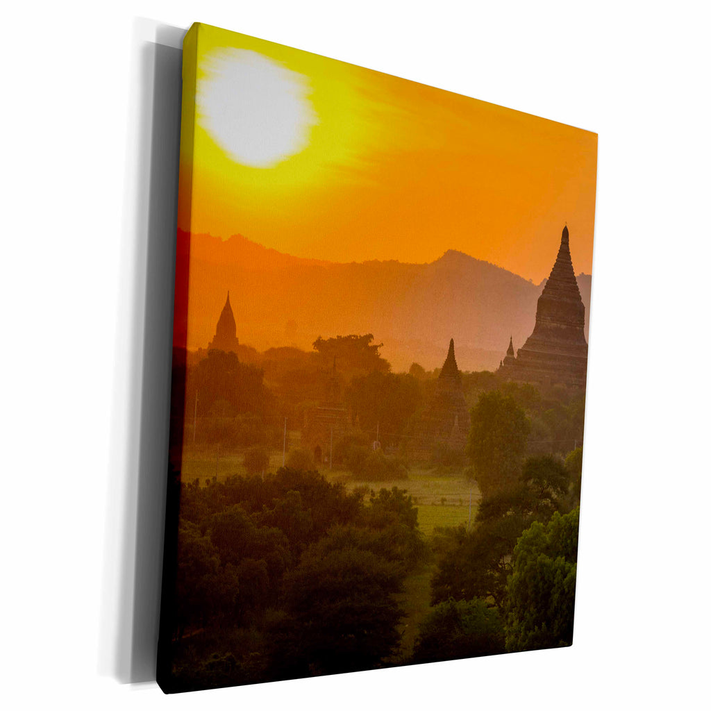 3dRose Myanmar. Bagan. Temples at sunset. - Museum Grade Canvas Wrap (cw_225393)