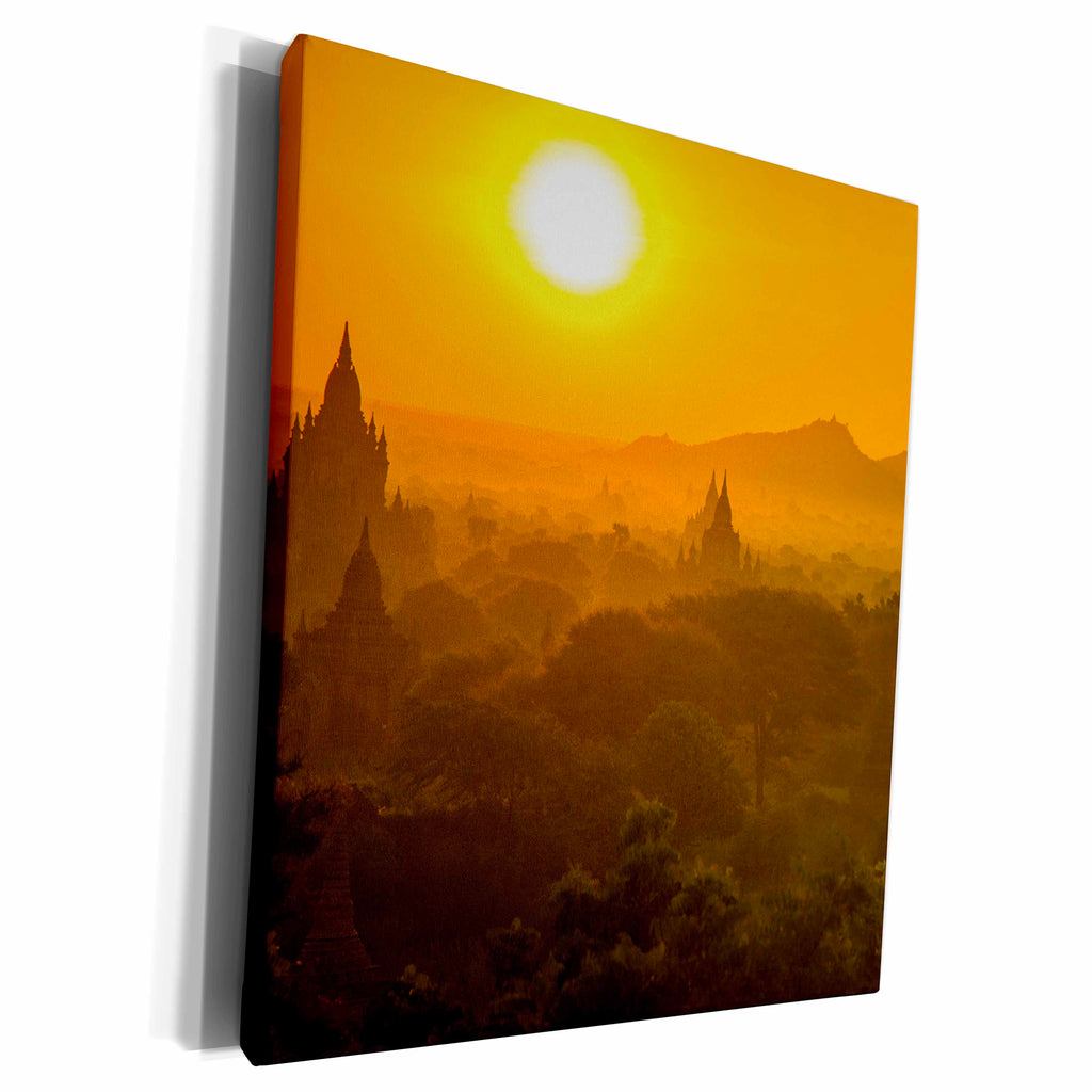 3dRose Myanmar. Bagan. Sunrise over the temples of Bagan. - Museum Grade Canvas Wrap (cw_225405)