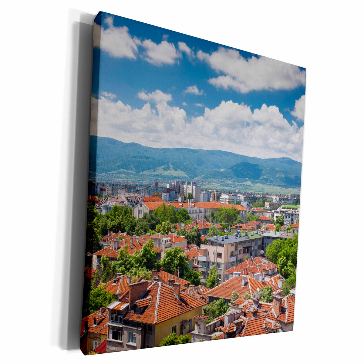 3dRose Bulgaria, Plovdiv, elevated central city view - Museum Grade Canvas Wrap (cw_227059)