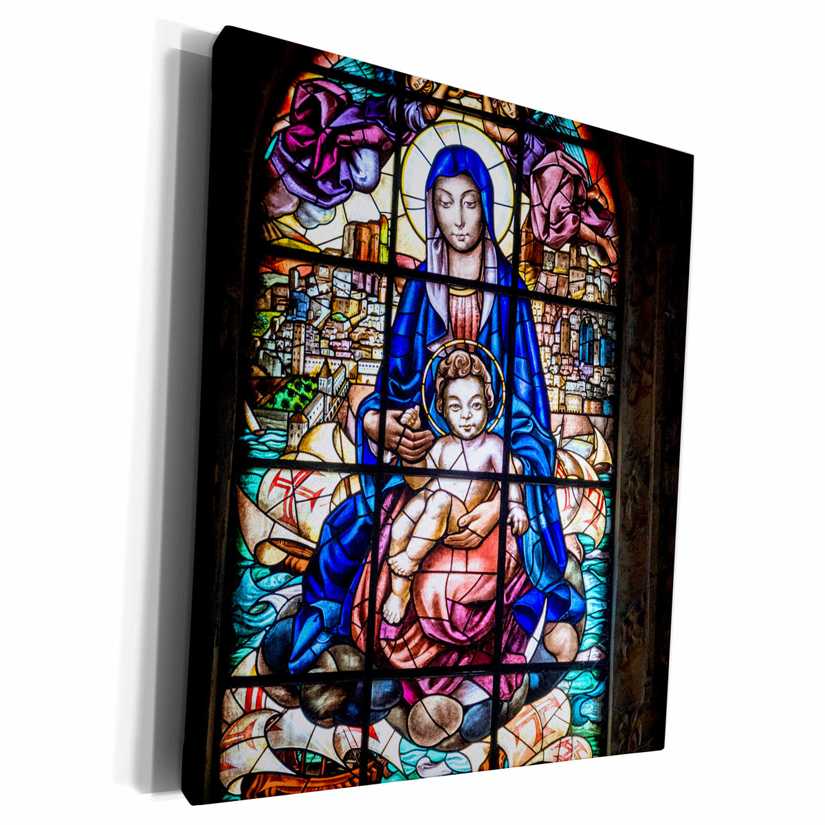 3dRose Stained glass window, Jeronimos Monastery, Lisbon,... - Museum Grade Canvas Wrap (cw_227809)