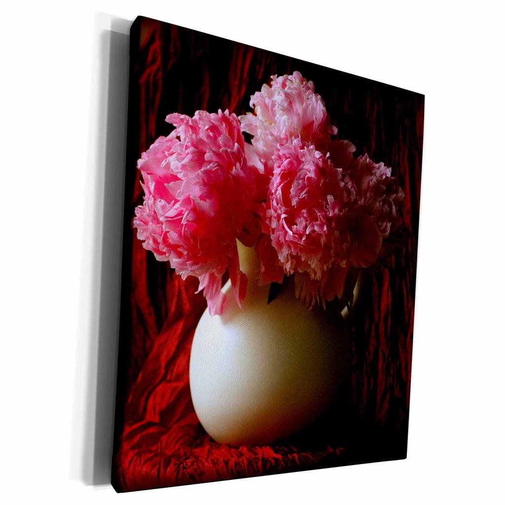 3dRose Pink Peonies in White Pitcher - Museum Grade Canvas Wrap (cw_228220)