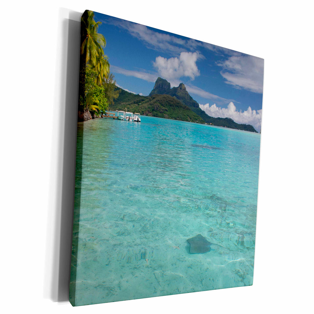 3dRose French Polynesia, Bora Bora. Haapiti, Shallow lagoon... - Museum Grade Canvas Wrap (cw_228551)