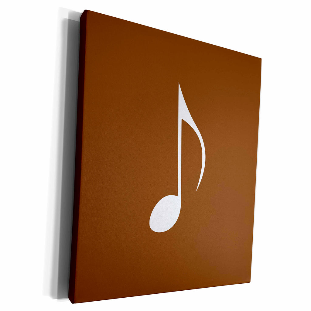 3dRose Brown Eighth Note Music Note - One single white... - Museum Grade Canvas Wrap (cw_232102)