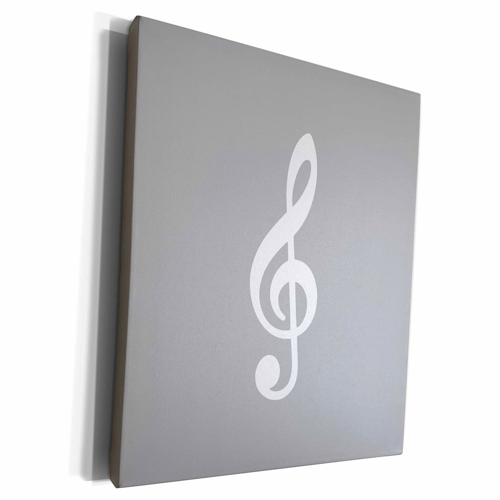 3dRose Grey Treble Clef Music Notation - G clef musical note... - Museum Grade Canvas Wrap (cw_232110)